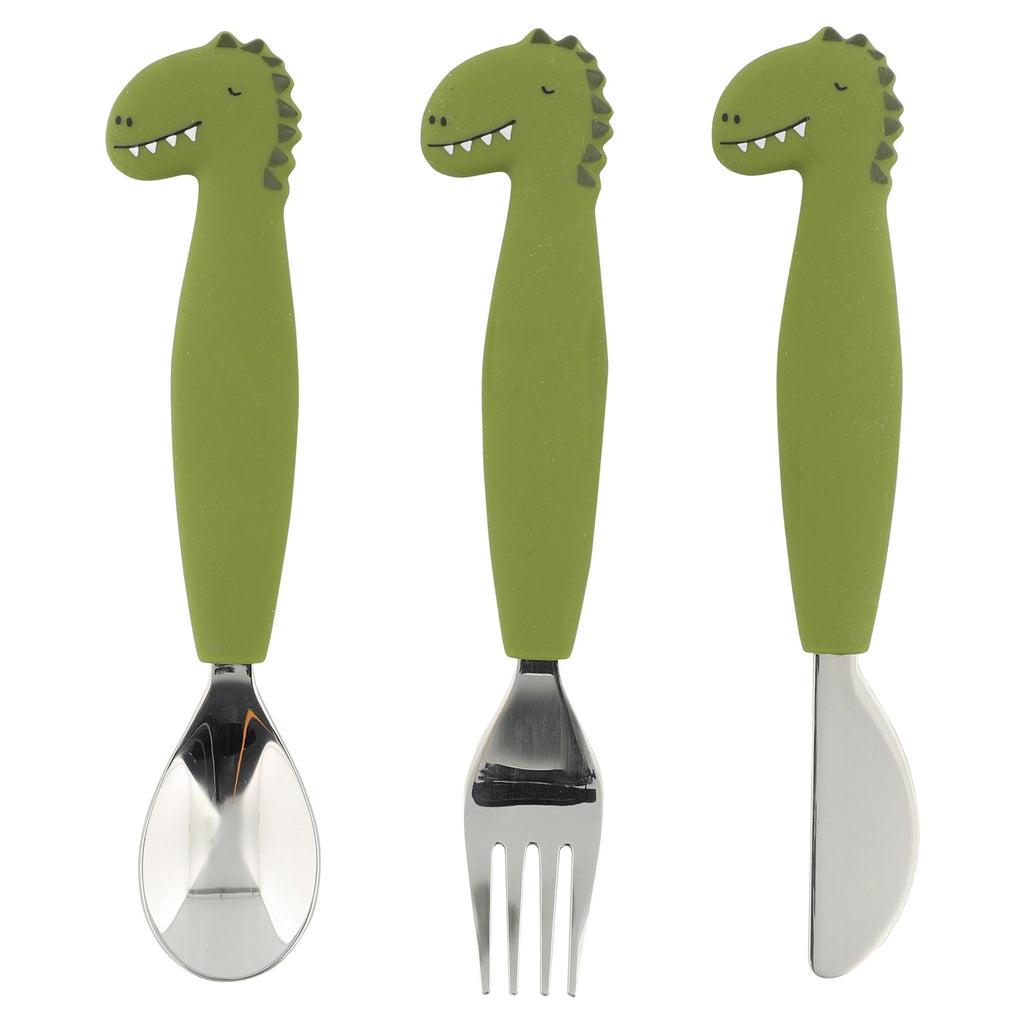 Set de cubiertos de silicona de 3 piezas - Mr. Dino