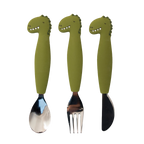 Set de cubiertos de silicona de 3 piezas - Mr. Dino