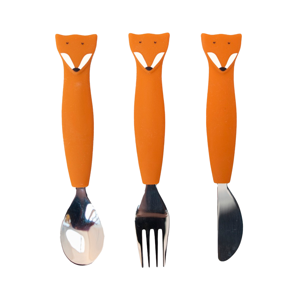 Set de cubiertos de silicona de 3 piezas - Mr. Fox