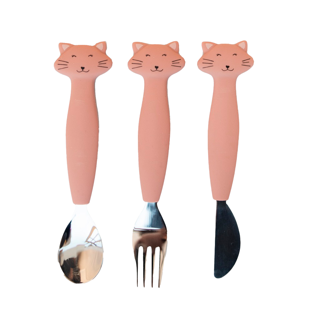 Set de cubiertos de silicona de 3 piezas - Mrs. Cat