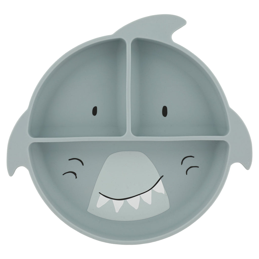 Plato compartimentado de silicona con ventosa - Mr. Shark